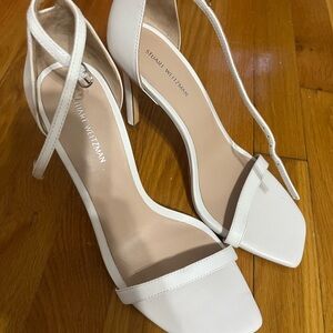 Stuart Weitzman white sandal heels